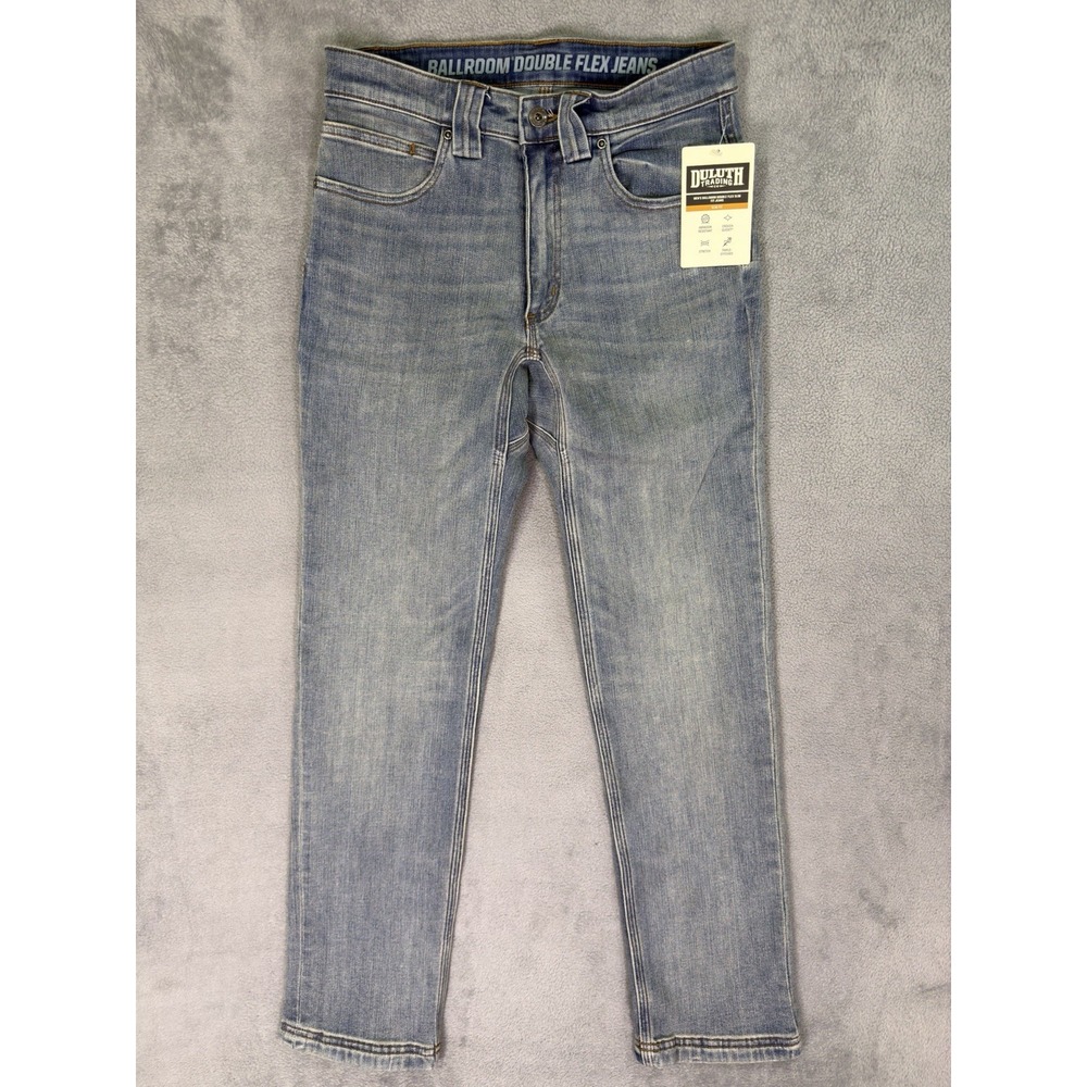New Duluth Jeans Mens 28x30 Blue Straight Slim Light Wash Ballroom Double Flex